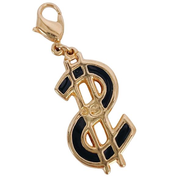 VTG Signed Swarovski Swan Charm Pendant Dollar Sign Gold Tone Crystal Y2K Blingy - Picture 3 of 11